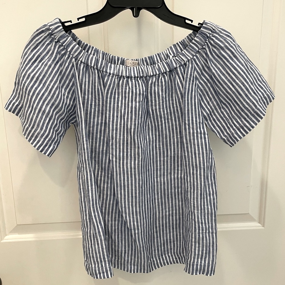 J. Crew Seersucker off the shoulder top